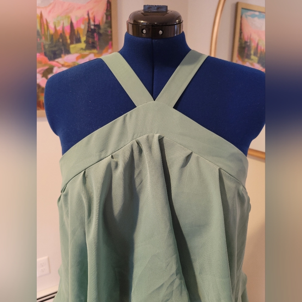 NWT Wear Your Love Elegant Tiered Halter Dress in Light Blue Green Size L - Picture 5 of 6